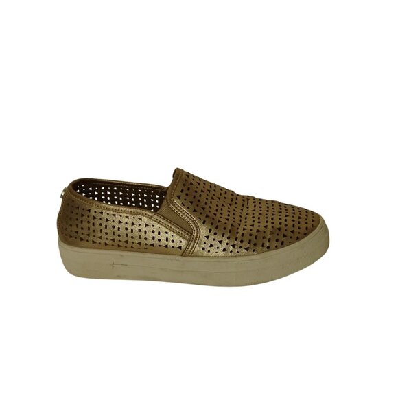 Steve Madden Shoes - Steve Madden Gold Perforated Slip-On Loafer Shoes Women Size 9 M Faux Leather